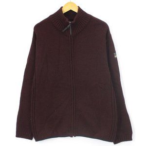 Vintage Marlboro Classics Sweater Men's Brown Full Zip Long Sleeve Thick Knit XL